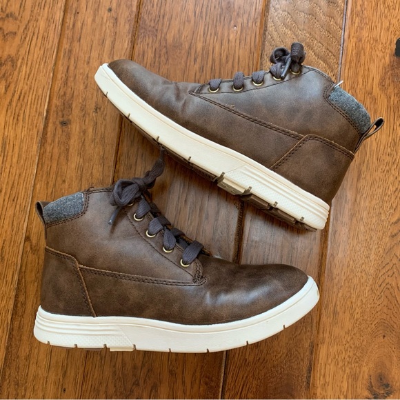Cat & Jack | Chocolate Brown high top sneakers| Sz 2 - Picture 5 of 13